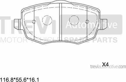 Trevi Automotive PF1178 - Bremžu uzliku kompl., Disku bremzes ps1.lv