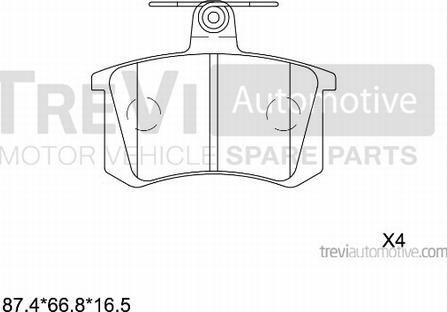 Trevi Automotive PF1347 - Bremžu uzliku kompl., Disku bremzes ps1.lv