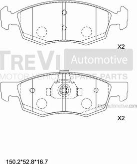 Trevi Automotive PF1362 - Bremžu uzliku kompl., Disku bremzes ps1.lv