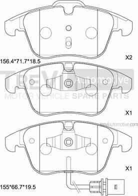 Trevi Automotive PF1304 - Bremžu uzliku kompl., Disku bremzes ps1.lv