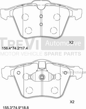 Trevi Automotive PF1305 - Bremžu uzliku kompl., Disku bremzes ps1.lv