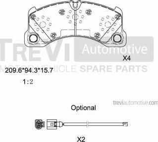 Trevi Automotive PF1380 - Bremžu uzliku kompl., Disku bremzes ps1.lv