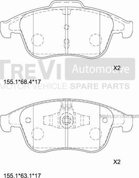 Trevi Automotive PF1382 - Bremžu uzliku kompl., Disku bremzes ps1.lv