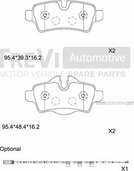 Trevi Automotive PF1335 - Bremžu uzliku kompl., Disku bremzes ps1.lv