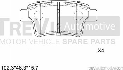 Trevi Automotive PF1333 - Bremžu uzliku kompl., Disku bremzes ps1.lv