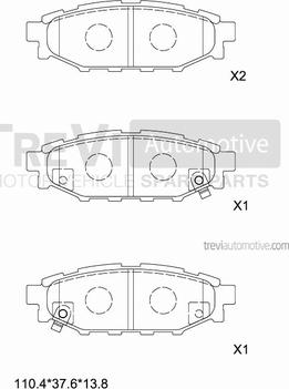 Trevi Automotive PF1322 - Bremžu uzliku kompl., Disku bremzes ps1.lv