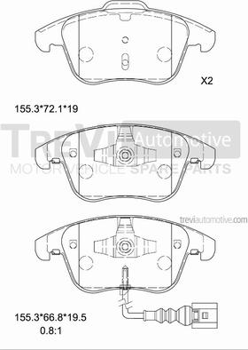 Trevi Automotive PF1375 - Bremžu uzliku kompl., Disku bremzes ps1.lv