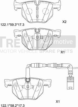 Trevi Automotive PF1249 - Bremžu uzliku kompl., Disku bremzes ps1.lv