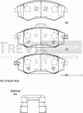 Trevi Automotive PF1247 - Bremžu uzliku kompl., Disku bremzes ps1.lv