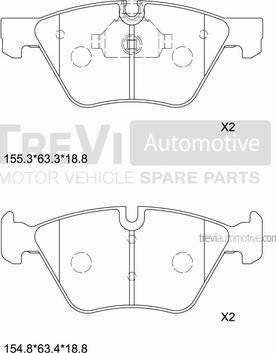 Trevi Automotive PF1256 - Bremžu uzliku kompl., Disku bremzes ps1.lv