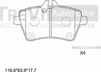 Trevi Automotive PF1250 - Bremžu uzliku kompl., Disku bremzes ps1.lv