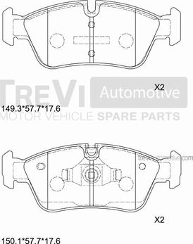 Trevi Automotive PF1252 - Bremžu uzliku kompl., Disku bremzes ps1.lv