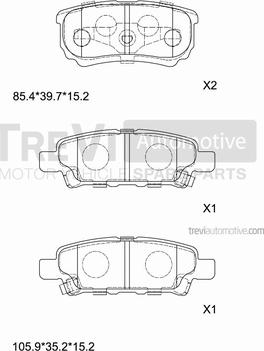 Trevi Automotive PF1280 - Bremžu uzliku kompl., Disku bremzes ps1.lv