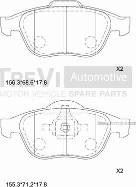 Trevi Automotive PF1288 - Bremžu uzliku kompl., Disku bremzes ps1.lv