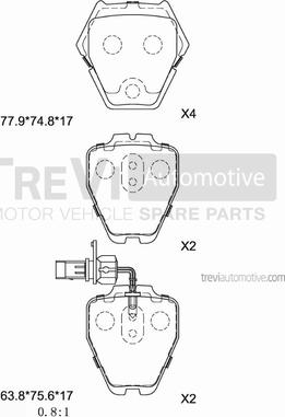 Trevi Automotive PF1234 - Bremžu uzliku kompl., Disku bremzes ps1.lv