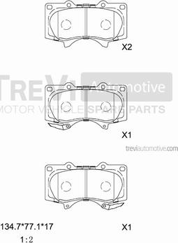 Trevi Automotive PF1227 - Bremžu uzliku kompl., Disku bremzes ps1.lv