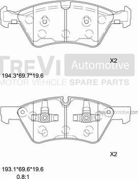 Trevi Automotive PF1275 - Bremžu uzliku kompl., Disku bremzes ps1.lv