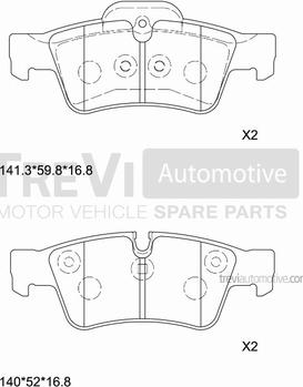 Trevi Automotive PF1276 - Bremžu uzliku kompl., Disku bremzes ps1.lv