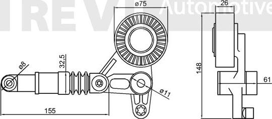 Trevi Automotive TA2110 - Siksnas spriegotājs, Ķīļsiksna ps1.lv