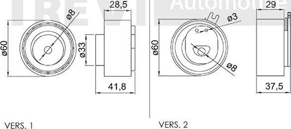 Trevi Automotive TD1005 - Spriegotājrullītis, Gāzu sadales mehānisma piedziņas siksna ps1.lv