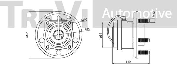 Trevi Automotive WB1110 - Riteņa rumbas gultņa komplekts ps1.lv