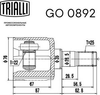 Trialli GO 0892 - Šarnīru komplekts, Piedziņas vārpsta ps1.lv