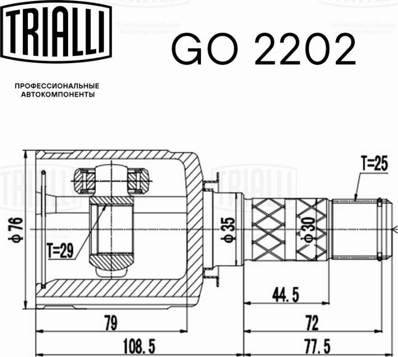 Trialli GO 2202 - Šarnīru komplekts, Piedziņas vārpsta ps1.lv