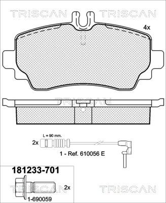 Triscan 8110 23022 - Bremžu uzliku kompl., Disku bremzes ps1.lv