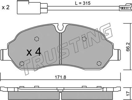 Trusting 1056.0 - Bremžu uzliku kompl., Disku bremzes ps1.lv