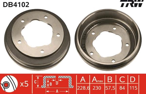 TRW DB4102 - Bremžu trumulis ps1.lv
