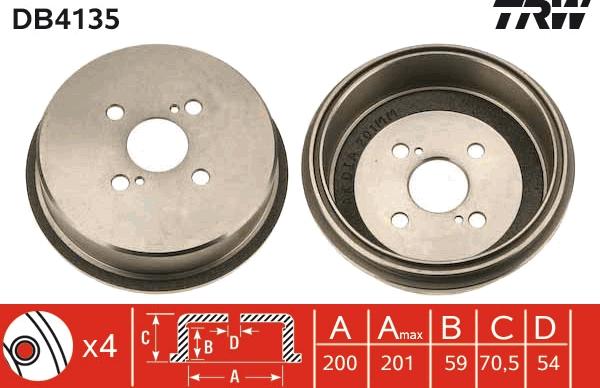 TRW DB4135 - Bremžu trumulis ps1.lv