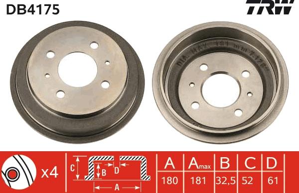 TRW DB4175 - Bremžu trumulis ps1.lv