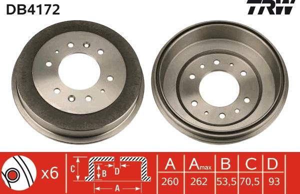 TRW DB4172 - Bremžu trumulis ps1.lv