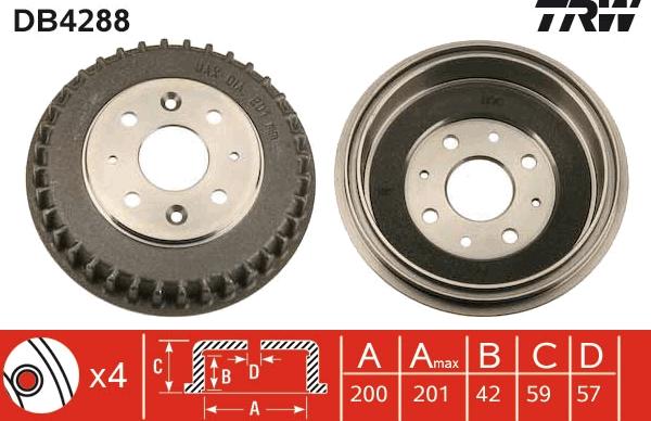 TRW DB4288 - Bremžu trumulis ps1.lv