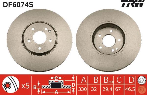 TRW DF6074S - Bremžu diski ps1.lv