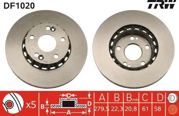 TRW DF1020 - Bremžu diski ps1.lv
