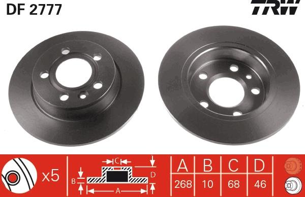 TRW DF2777 - Bremžu diski ps1.lv