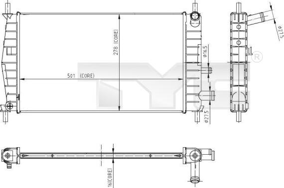 TYC 710-0025 - Radiators, Motora dzesēšanas sistēma ps1.lv