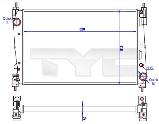 TYC 725-0042-R - Radiators, Motora dzesēšanas sistēma ps1.lv