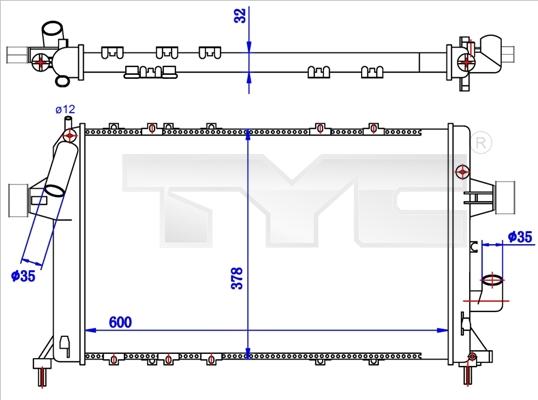 TYC 725-0039-R - Radiators, Motora dzesēšanas sistēma ps1.lv