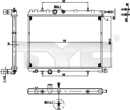 TYC 726-0016 - Radiators, Motora dzesēšanas sistēma ps1.lv