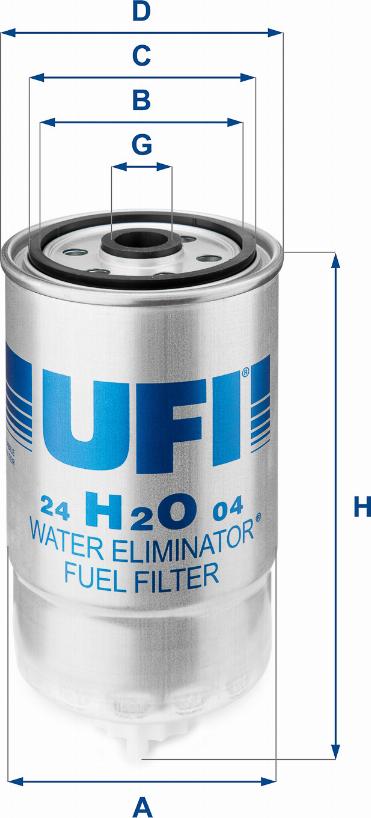 UFI 24.H2O.04 - Degvielas filtrs ps1.lv