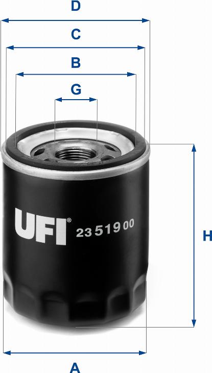 UFI 23.519.00 - Eļļas filtrs ps1.lv