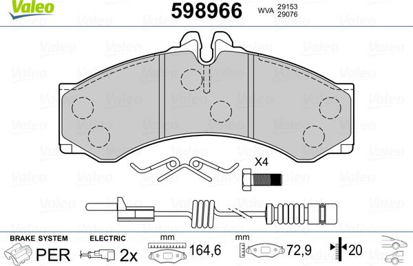 Valeo 598966 - Bremžu uzliku kompl., Disku bremzes ps1.lv