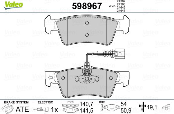 Valeo 598967 - Bremžu uzliku kompl., Disku bremzes ps1.lv