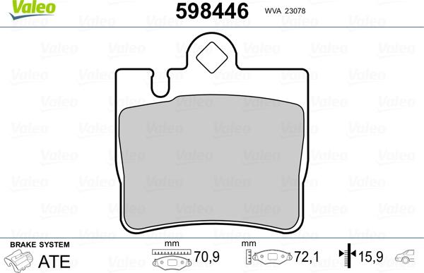 Valeo 598446 - Bremžu uzliku kompl., Disku bremzes ps1.lv