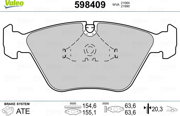 Valeo 598409 - Bremžu uzliku kompl., Disku bremzes ps1.lv