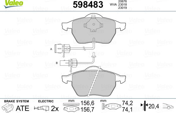 Valeo 598483 - Bremžu uzliku kompl., Disku bremzes ps1.lv