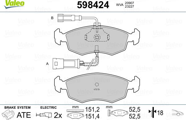 Valeo 598424 - Bremžu uzliku kompl., Disku bremzes ps1.lv