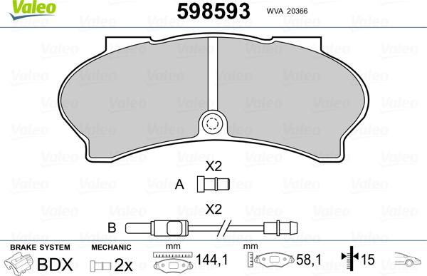 Valeo 598593 - Bremžu uzliku kompl., Disku bremzes ps1.lv